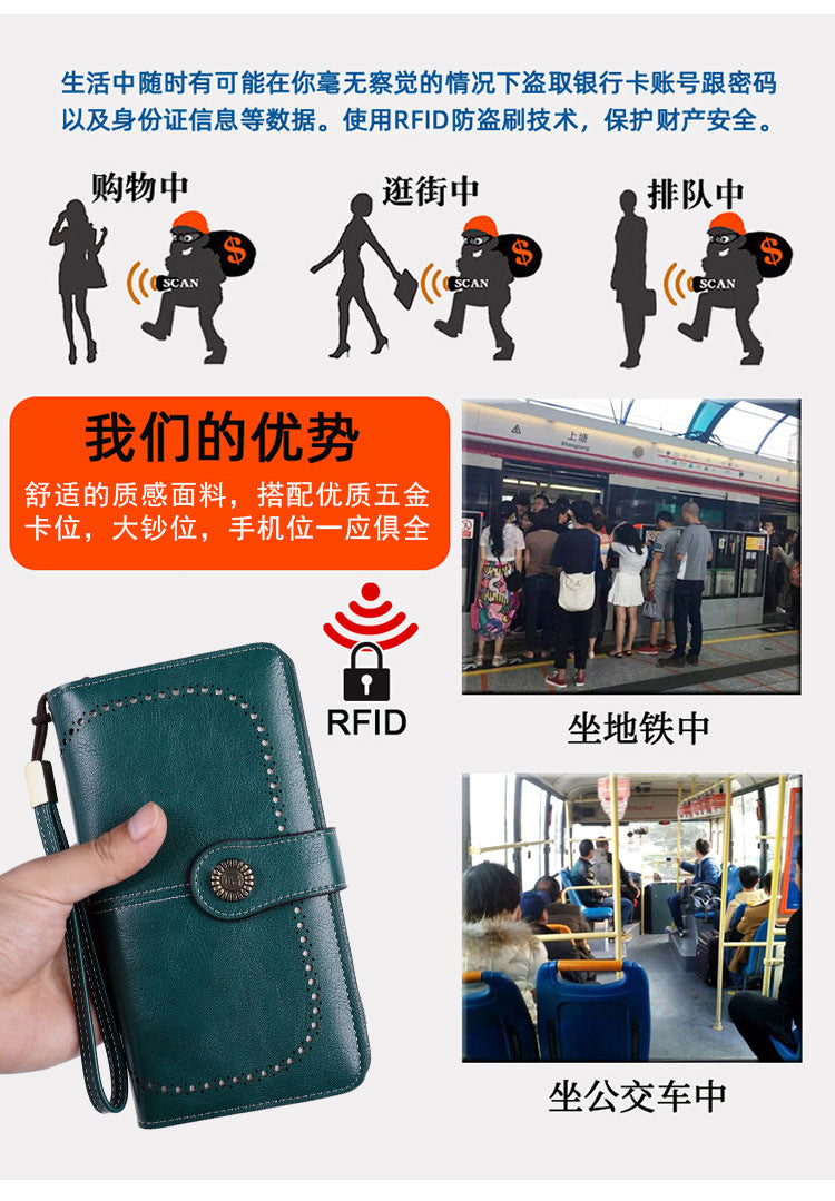 RFID wallet for women in midnight black