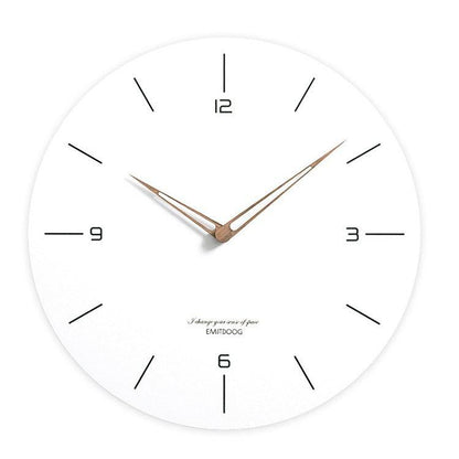 Modern silent quartz wall clock front view