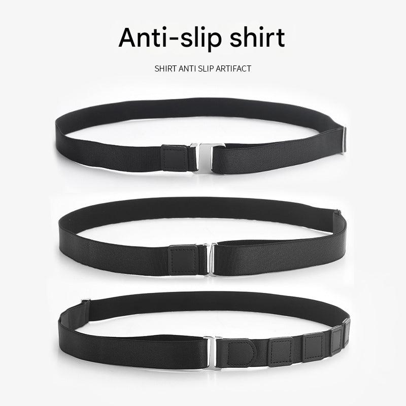 Shirt stay belt in use on men's formal shirt