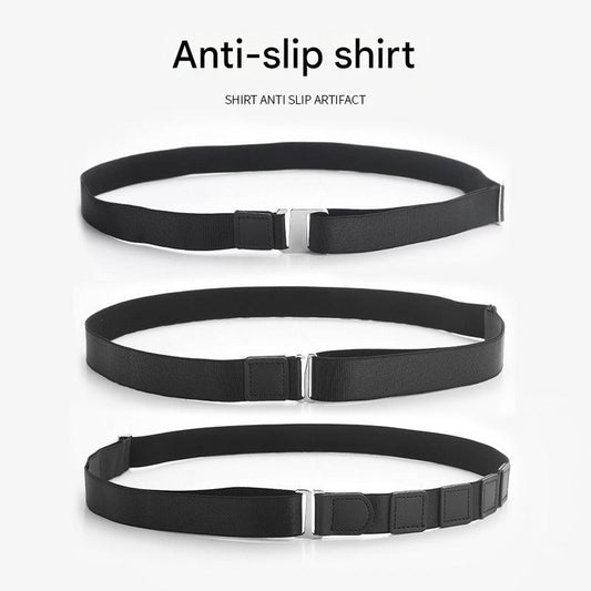 Shirt stay belt in use on men's formal shirt