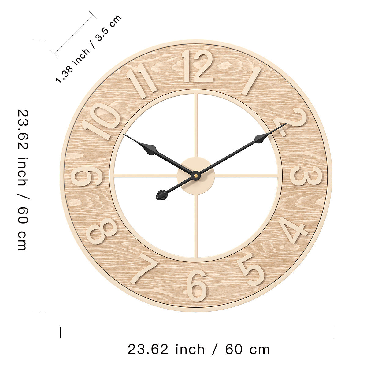 Stylish wooden silent wall clock