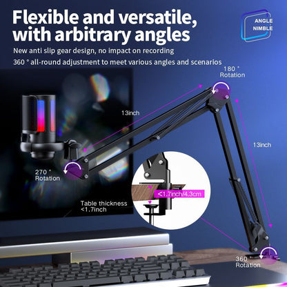 Image of Professional USB Condenser Microphone with adjustable arm