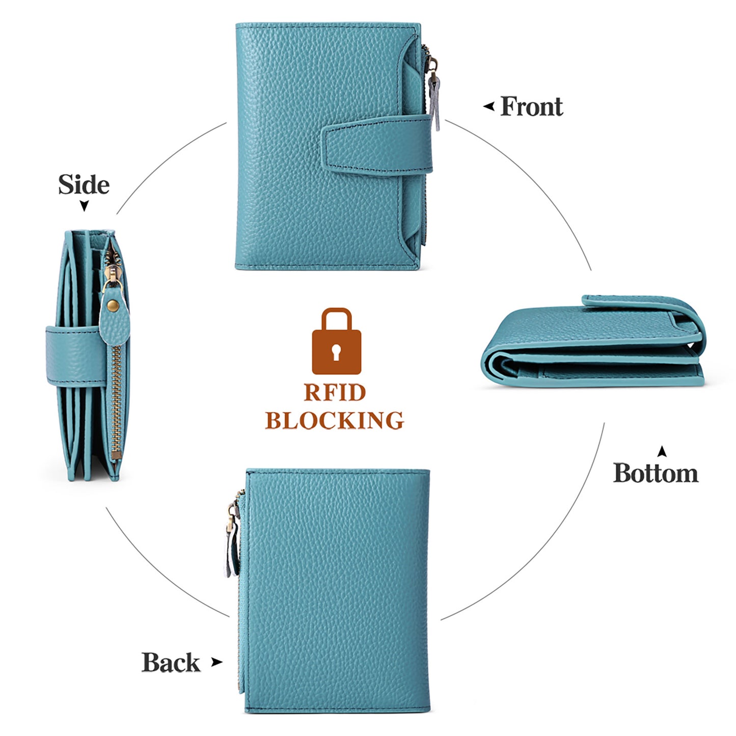 Multi-functional short wallet with RFID protection