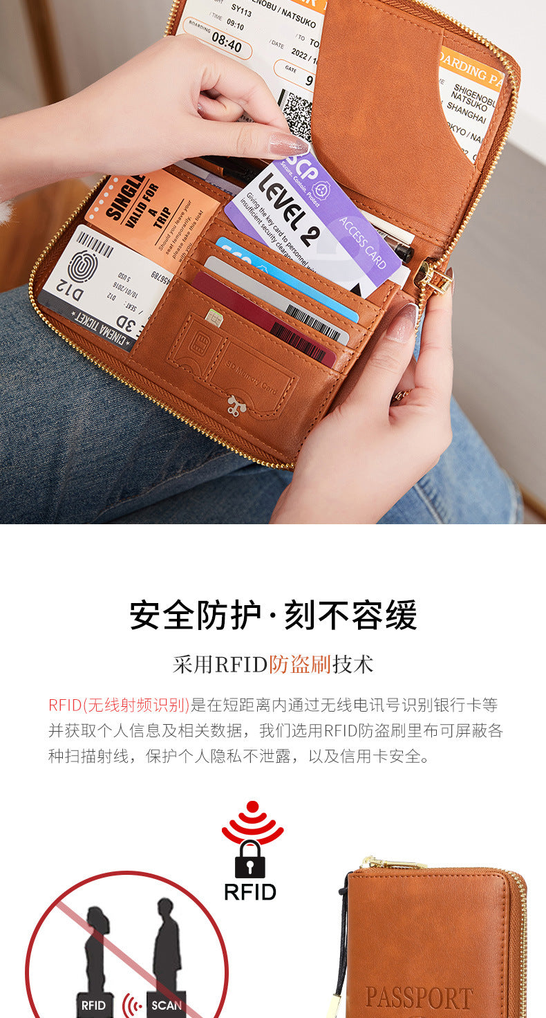RFID passport holder brown