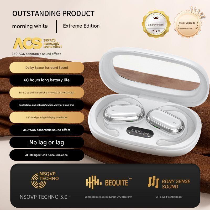 Close-up of Bluetooth earbuds in ear