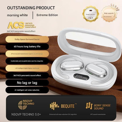 Close-up of Bluetooth earbuds in ear