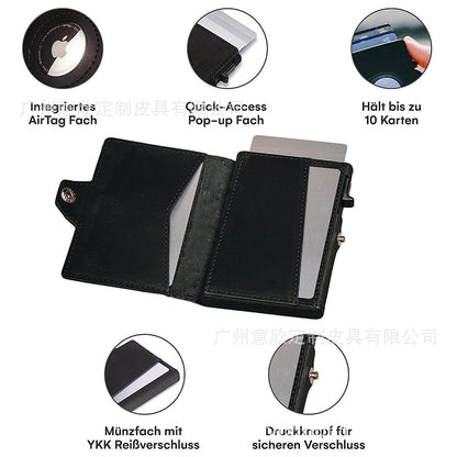 Leather wallet on table surface