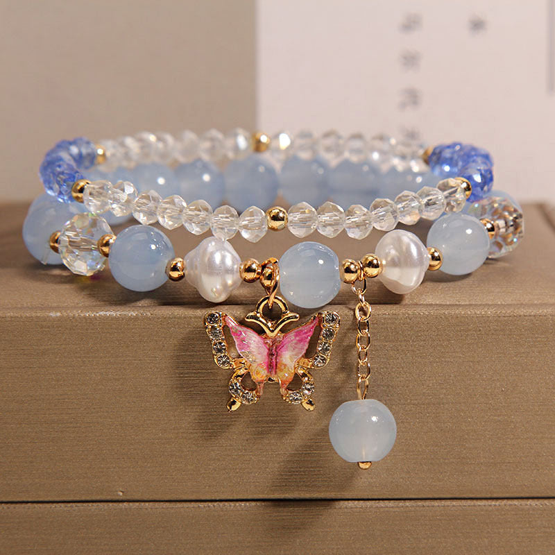 Cute Korean Style Crystal Butterfly Bracelet Image 6