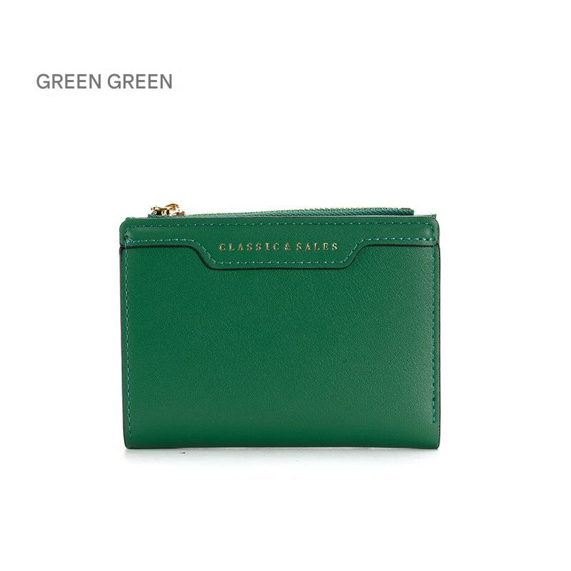 Green urban minimalist wallet for women