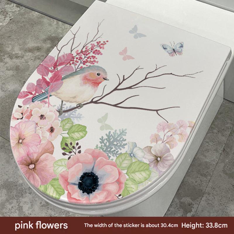 Charming Pink Floral Toilet Lid Cover Image 1