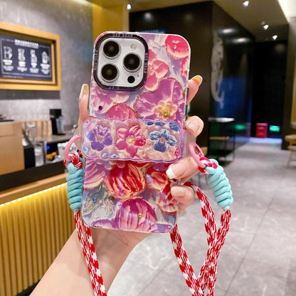 Vibrant 3D Resin Gem Rainbow Flower iPhone Case & Bracelet for iPhone 15/14/13 Series