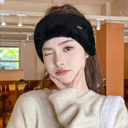 Image of winter fleece-lined ear warmer beanie in pink