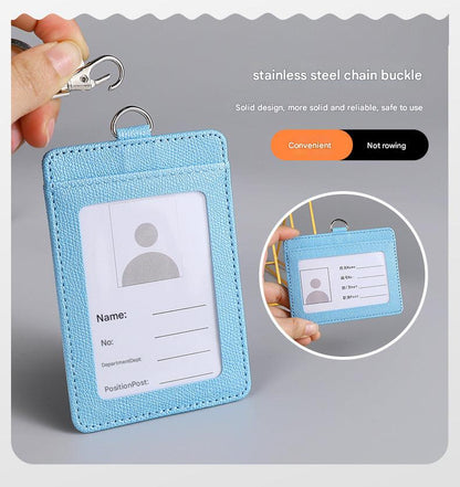 Blue PU leather multi-card holder with ID and pass slots