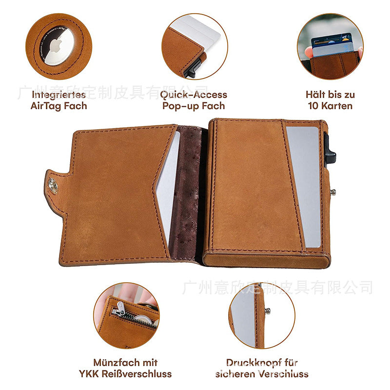 Vintage leather wallet inside compartments