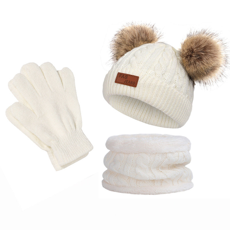 Knit hat and scarf set for kids in winter