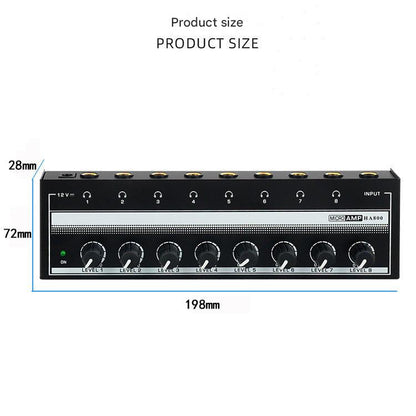 4-channel headphone amplifier on a desk