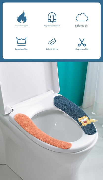 Plush toilet seat cover in orange color