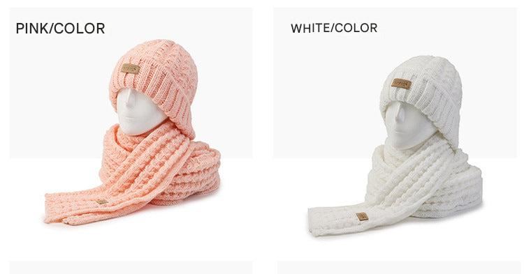 Cozy gray knit hat and scarf duo