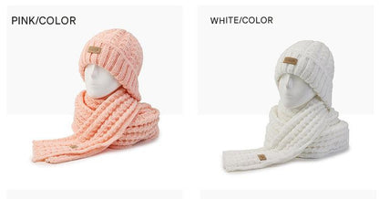 Cozy gray knit hat and scarf duo