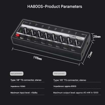 4-channel headphone amplifier front view