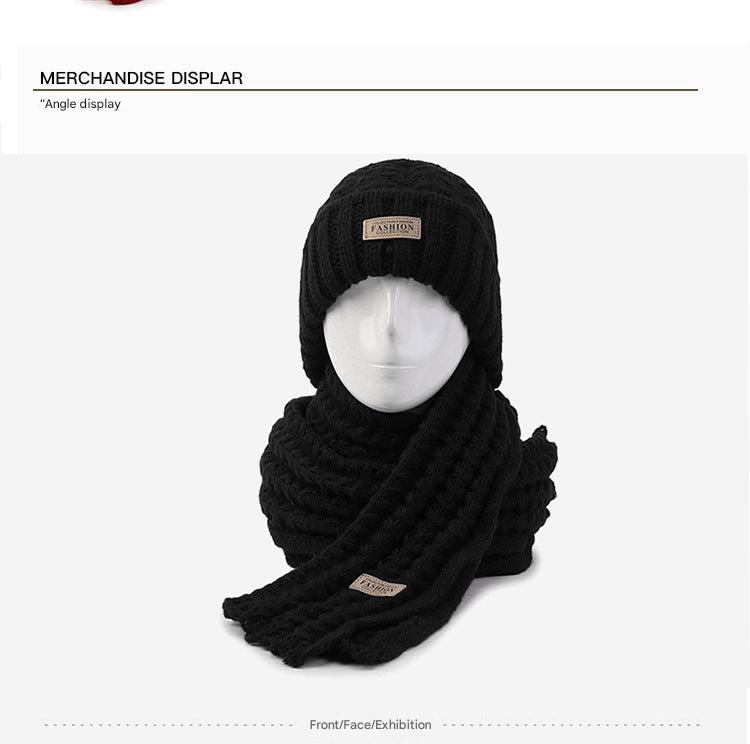 Winter knit hat and scarf set in pink color