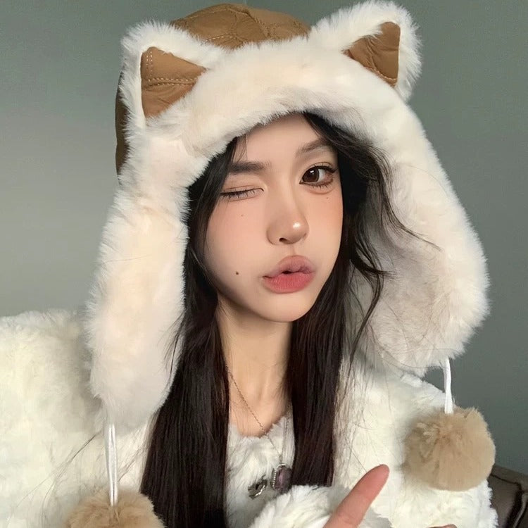 Cozy Fox Ear Plush Hat Image 6
