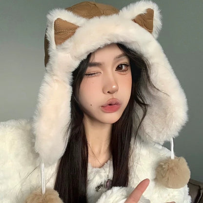 Cozy Fox Ear Plush Hat Image 6