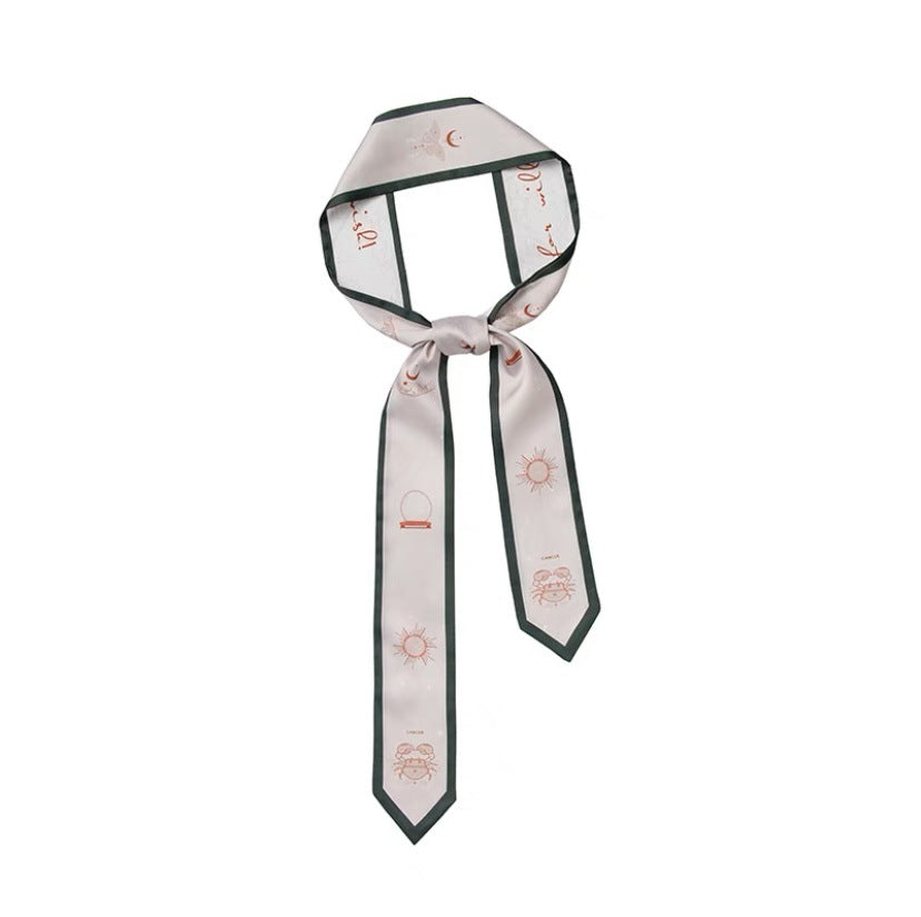 Zodiac silk scarf styled in fashion outfit