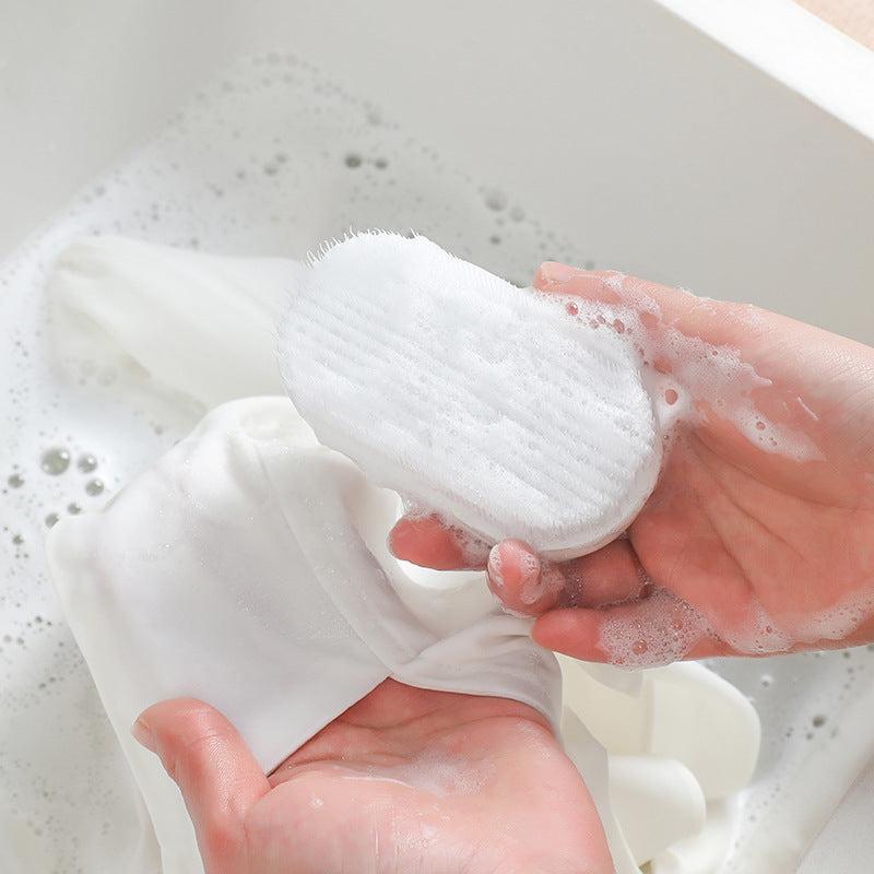 Soft bristle laundry cleaning brush for delicate fabrics