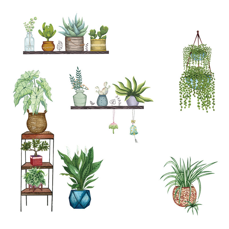 fresh green plant wall sticker design 5