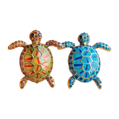 Stylish Turtle Brooch with Rhinestones - Image 1
