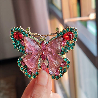 Alloy butterfly brooch in green