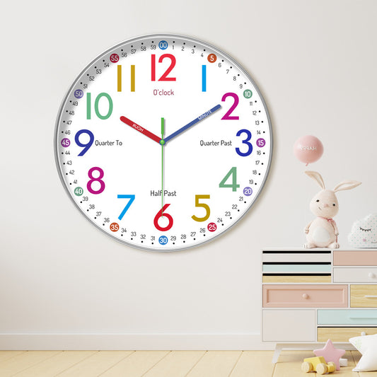 Colorful 10-inch children's wall clock showing bright numbers