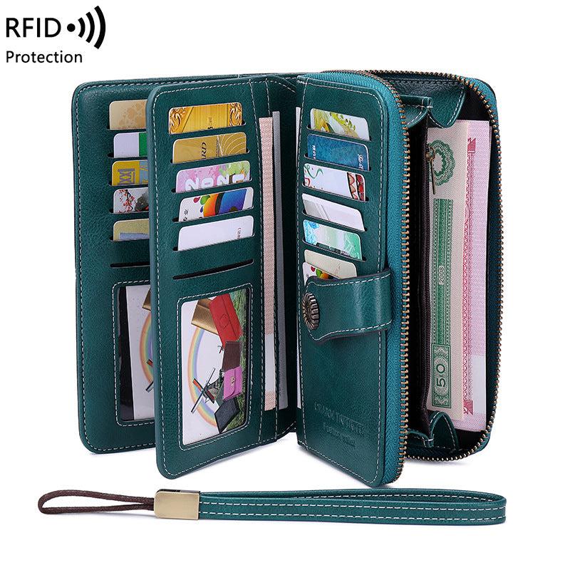 light blue zip wallet for women