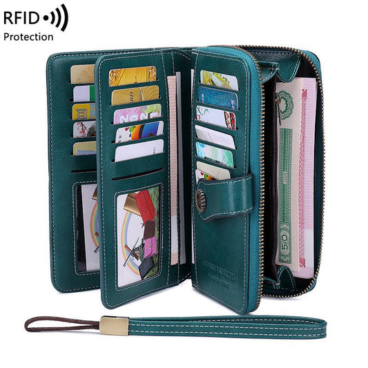 light blue zip wallet for women