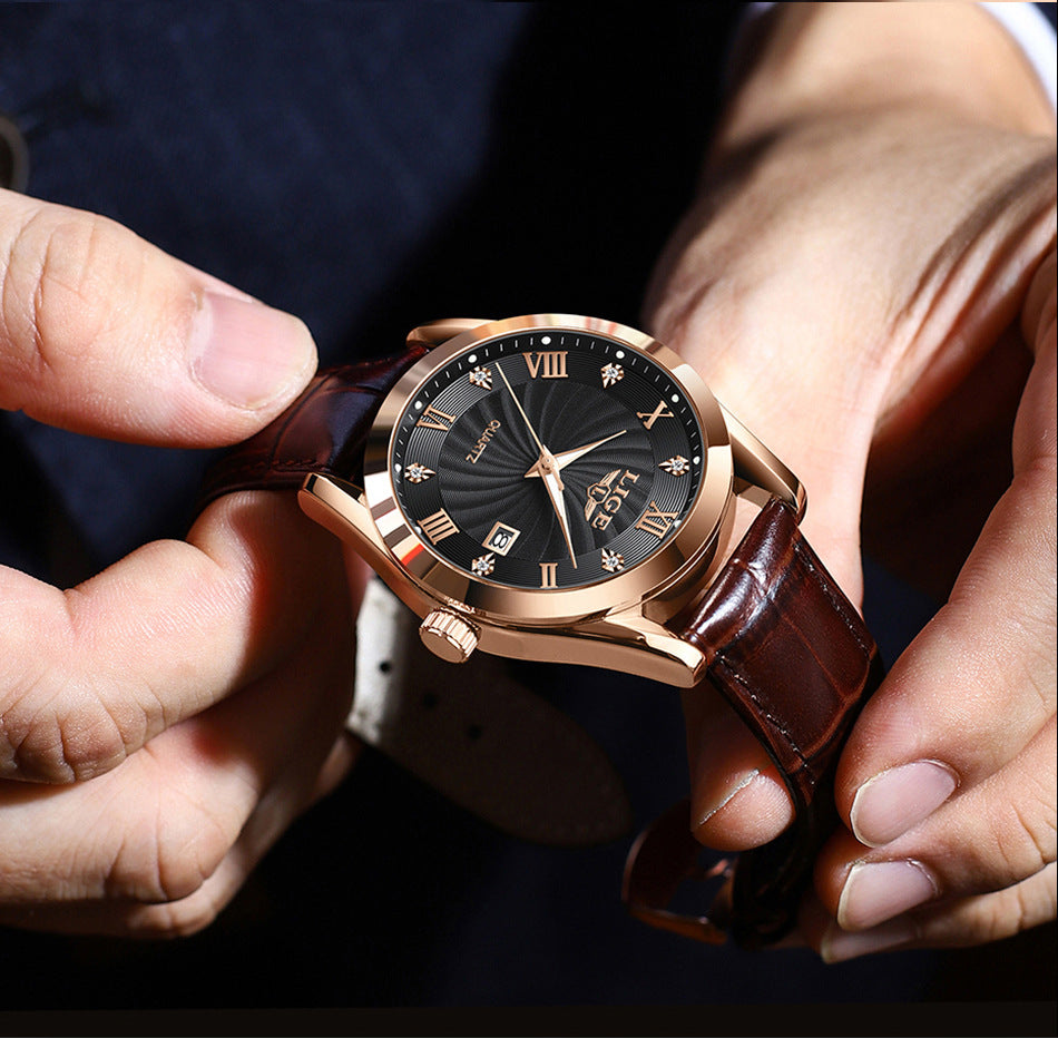 Quartz watch showcasing calendar feature