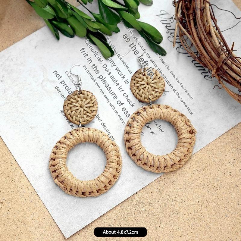 Bohemian vintage rattan earrings stylish design