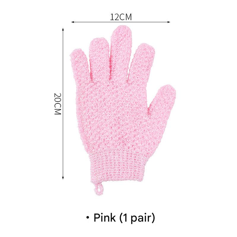 Exfoliating bath gloves in blue color