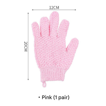 Exfoliating bath gloves in blue color