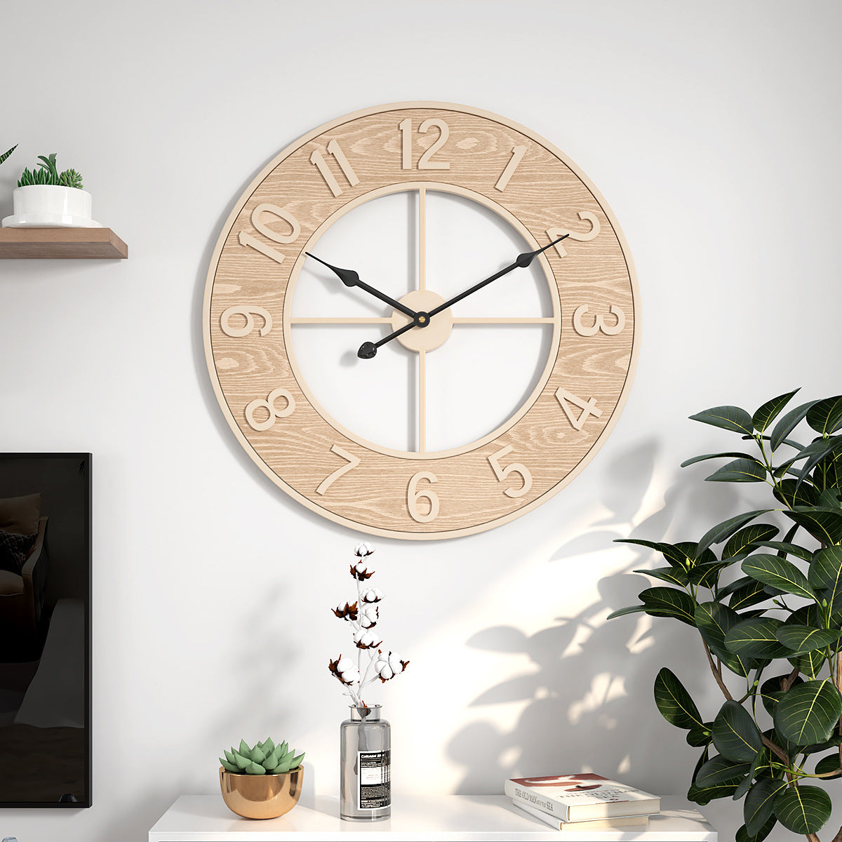 Modern wooden clock for home decor