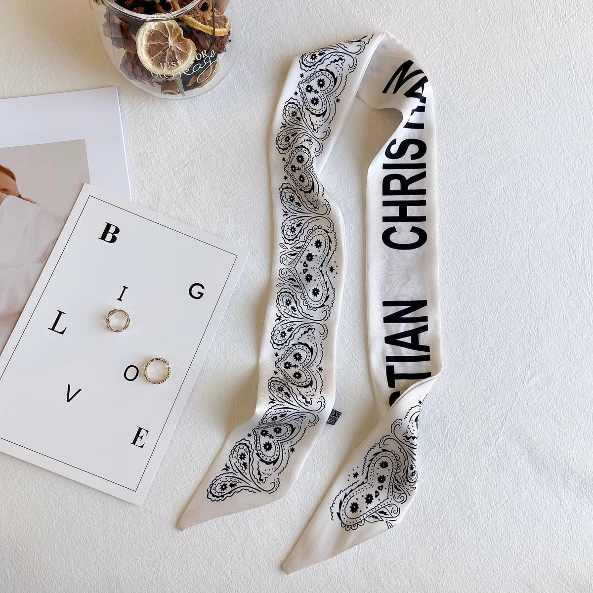 Chic geometric patterned hair scarf