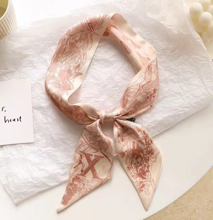 Floral patterned satin scarf for hair styling
