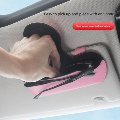 Close-up of PU material sunglasses holder