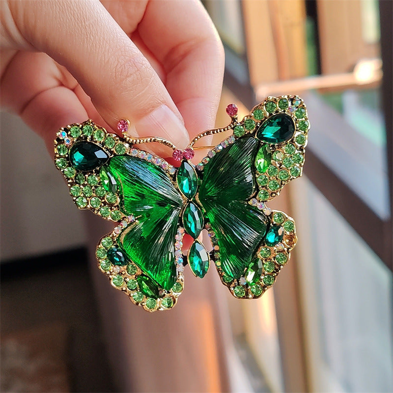 Alloy butterfly brooch in green