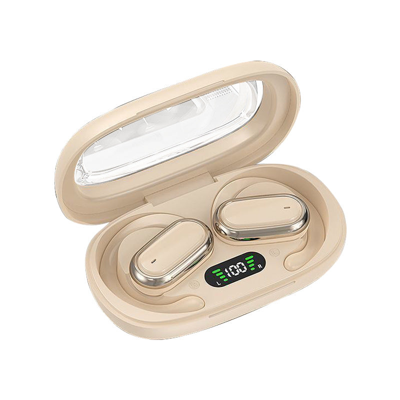 Side view of ergonomic design of Bluetooth earbuds