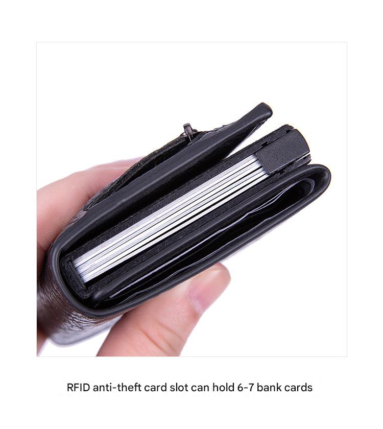 Slim wallet showcased with cards inside