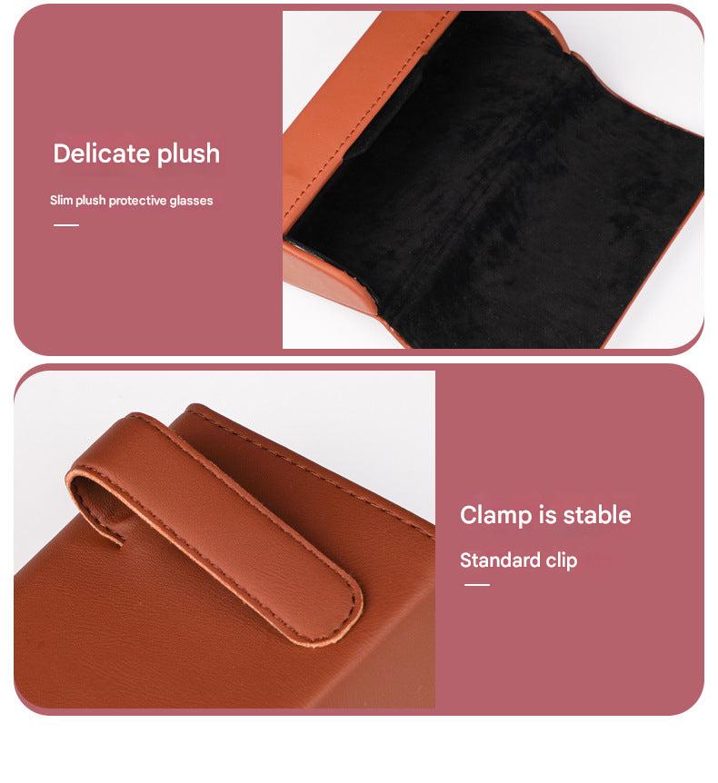 Car sunglasses holder brown leather