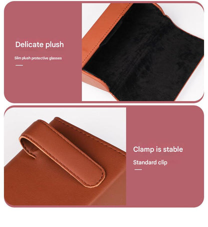 Car sunglasses holder brown leather