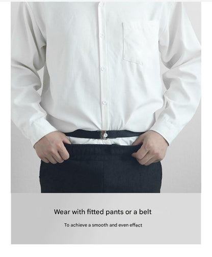 Shirt stay belt in use on men's formal shirt