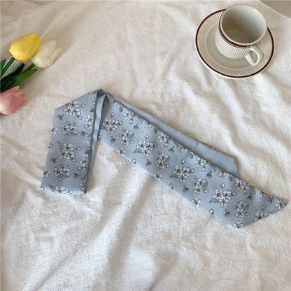 Floral patterned satin scarf for hair styling